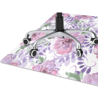 Chair mat floor panels protector purple flowers