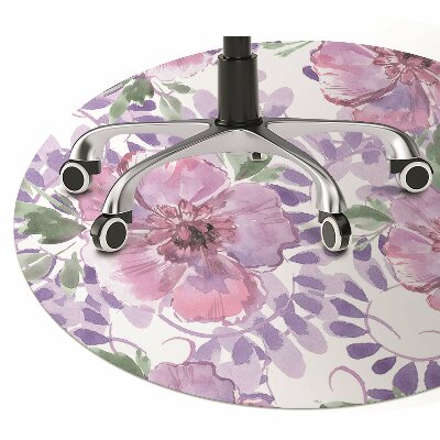 Chair mat floor panels protector purple flowers