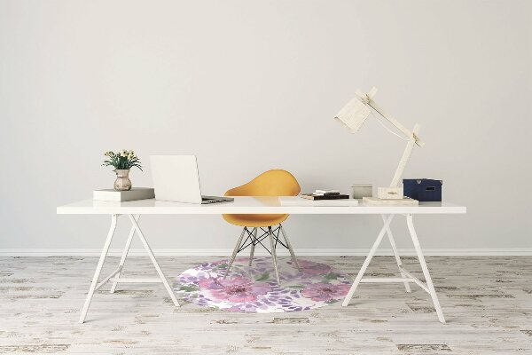 Chair mat floor panels protector purple flowers