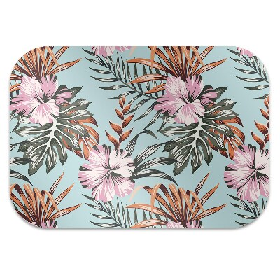 Chair mat floor panels protector hibiscus flowers