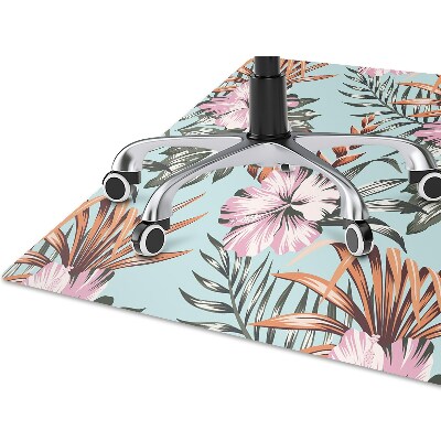 Chair mat floor panels protector hibiscus flowers