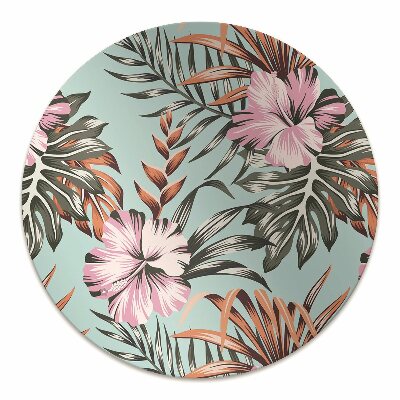 Chair mat floor panels protector hibiscus flowers