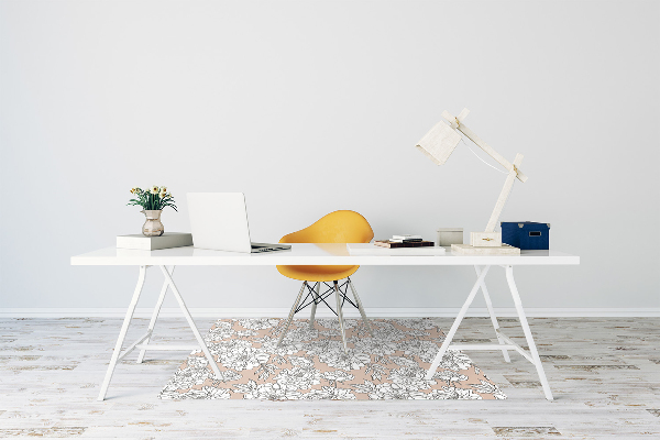 Office chair floor protector artistic flowers