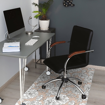 Office chair floor protector artistic flowers