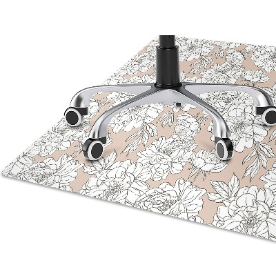 Office chair floor protector artistic flowers