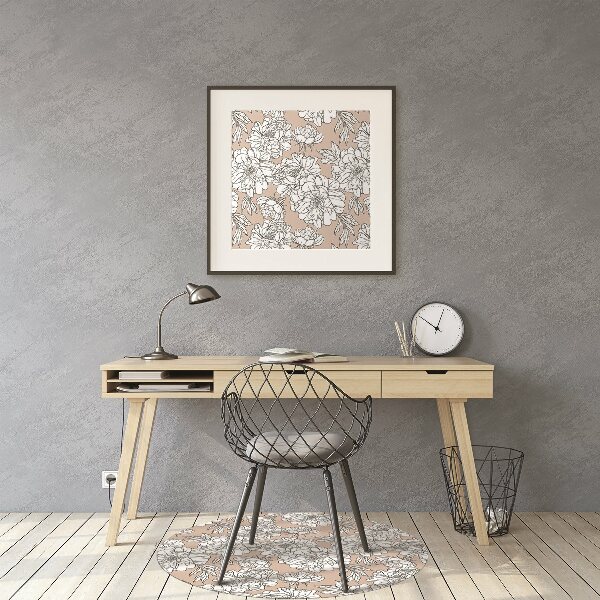 Office chair floor protector artistic flowers