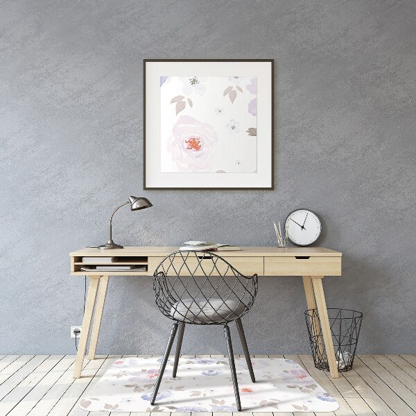 Chair mat floor panels protector pastel flowers