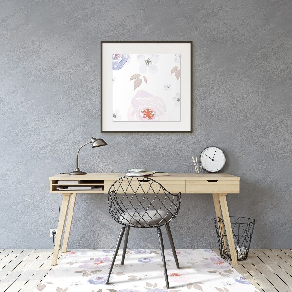 Chair mat floor panels protector pastel flowers