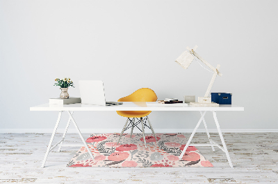 Desk chair mat painted poppies