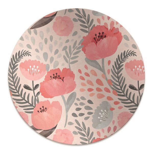 Desk chair mat painted poppies