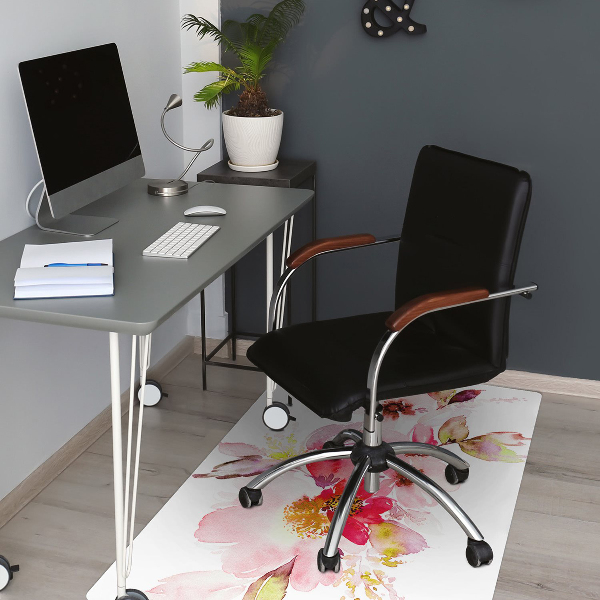 Chair mat floor panels protector pastel flowers