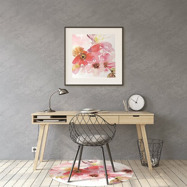 Chair mat floor panels protector pastel flowers