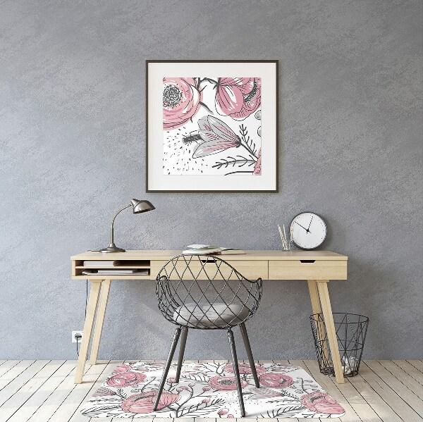 Office chair floor protector Pastel Roses Art
