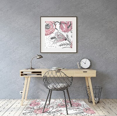 Office chair floor protector Pastel Roses Art