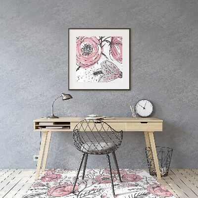 Office chair floor protector Pastel Roses Art