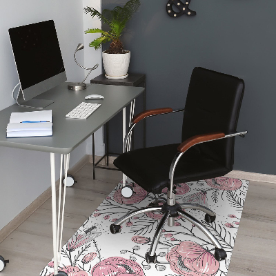 Office chair floor protector Pastel Roses Art