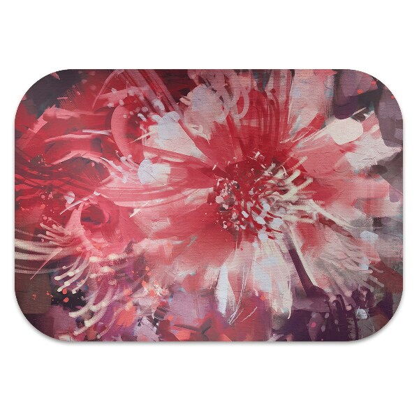 Office chair floor protector red flower