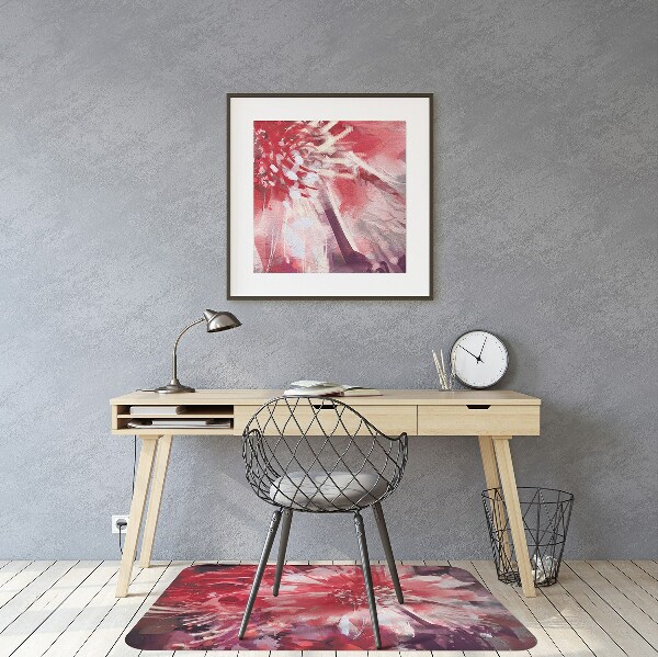 Office chair floor protector red flower