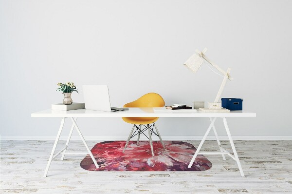 Office chair floor protector red flower
