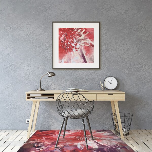 Office chair floor protector red flower