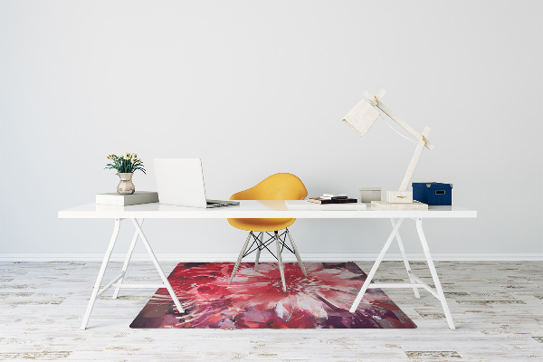 Office chair floor protector red flower