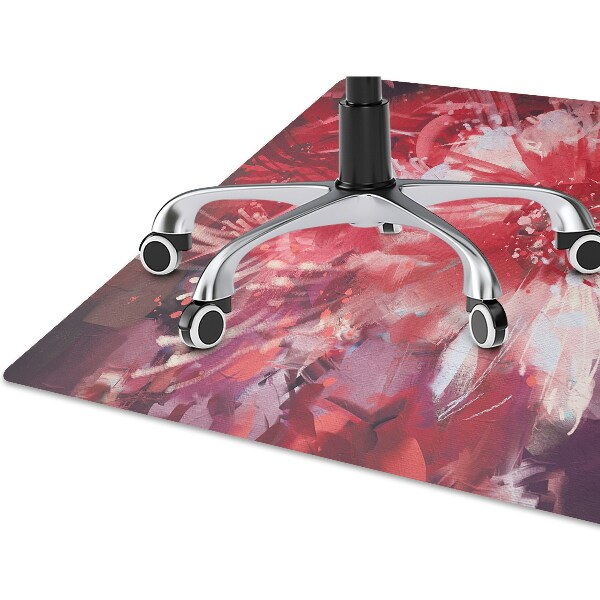 Office chair floor protector red flower