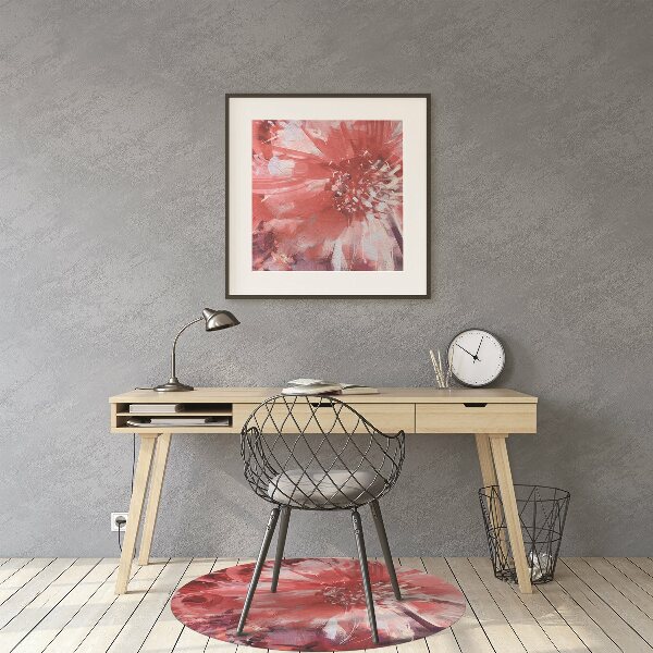 Office chair floor protector red flower