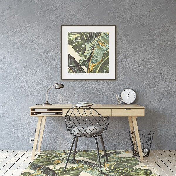 Office chair mat tropical leaves