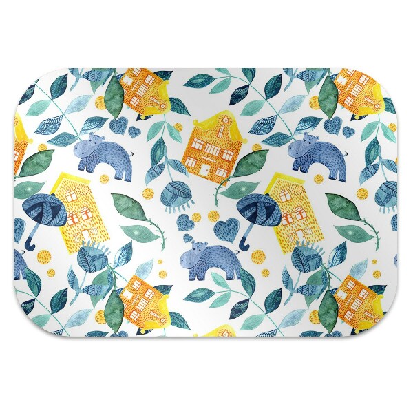 Office chair mat Hippos and houses