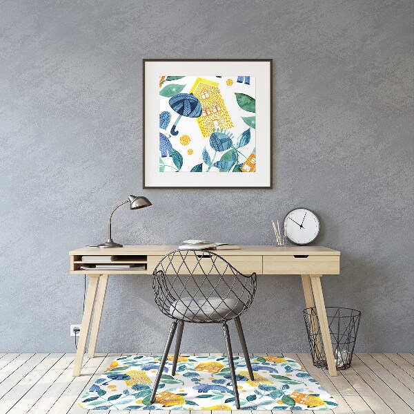 Office chair mat Hippos and houses