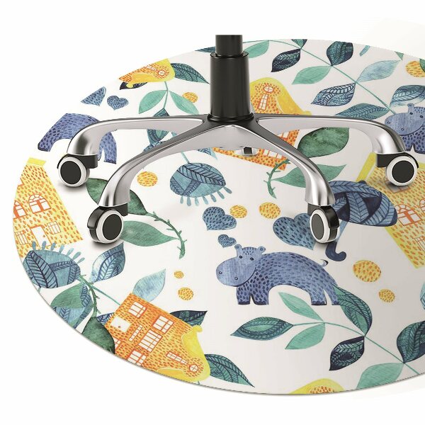 Office chair mat Hippos and houses