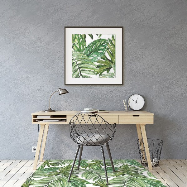Office chair mat tropical leaves