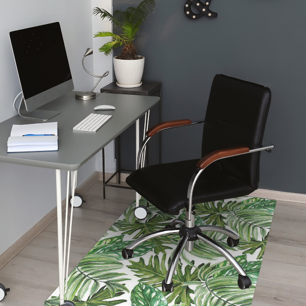 Office chair mat tropical leaves