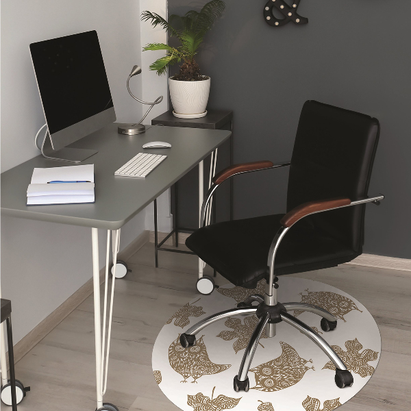 Desk chair mat Leaves and owls
