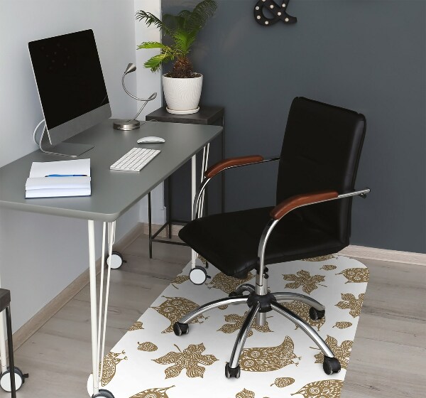 Desk chair mat Leaves and owls
