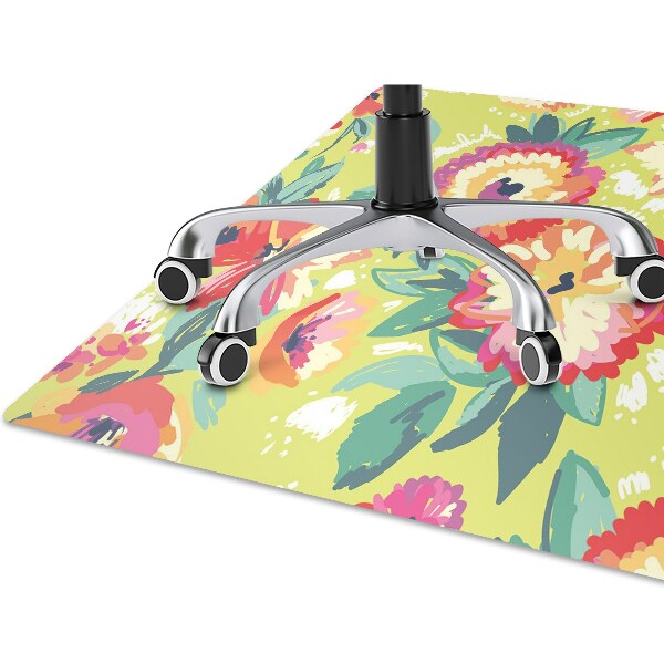 Office chair mat Colorful flowers