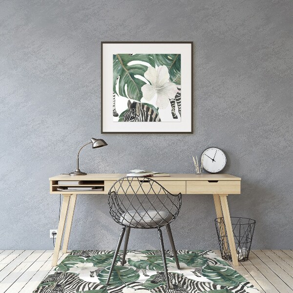 Chair mat floor panels protector Zebras in the leaves