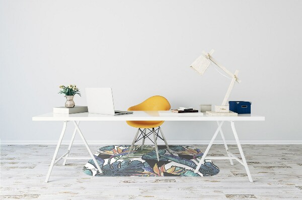 Office chair floor protector palm leaves