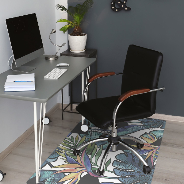 Office chair floor protector palm leaves
