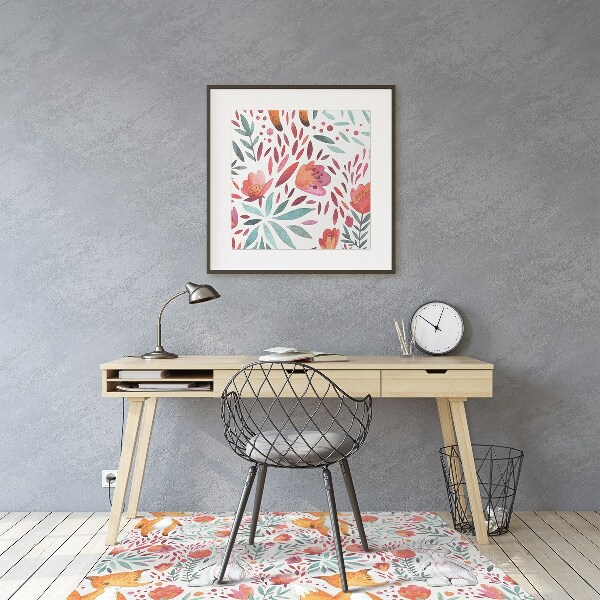 Computer chair mat Fox and rabbit