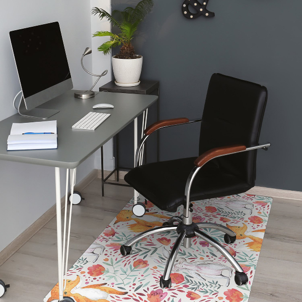 Computer chair mat Fox and rabbit