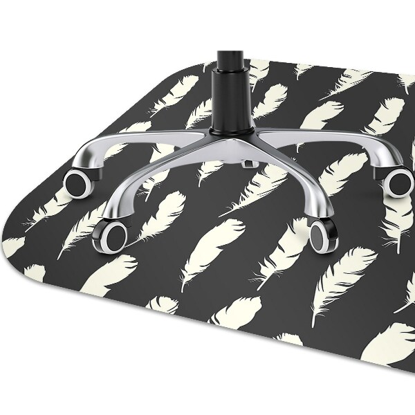 Desk chair mat white feathers