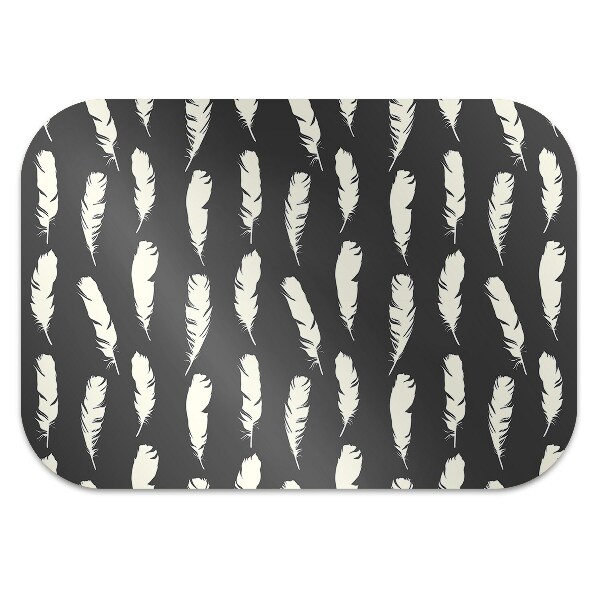 Desk chair mat white feathers
