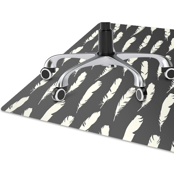 Desk chair mat white feathers