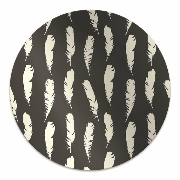 Desk chair mat white feathers