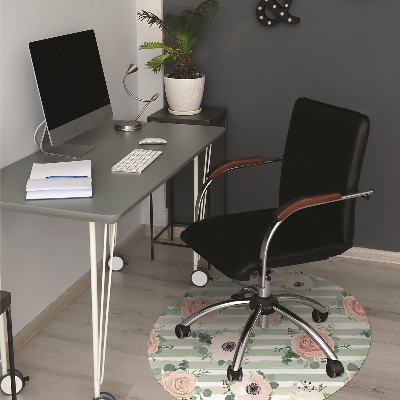 Desk chair mat striped roses