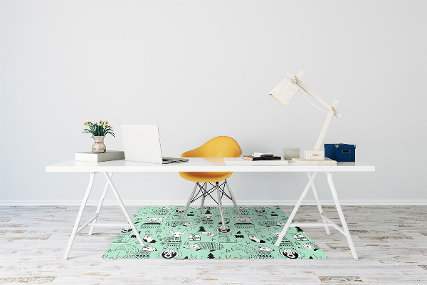 Office chair mat Scandinavian zoo