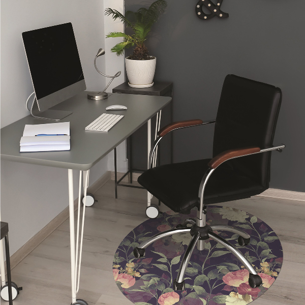 Office chair floor protector Vintage flowers