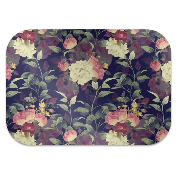 Office chair floor protector Vintage flowers