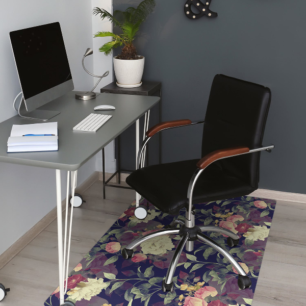 Office chair floor protector Vintage flowers